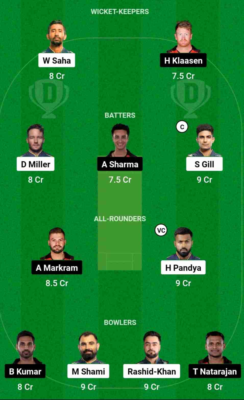 Fantacy Dream Today Team GT Vs SRH