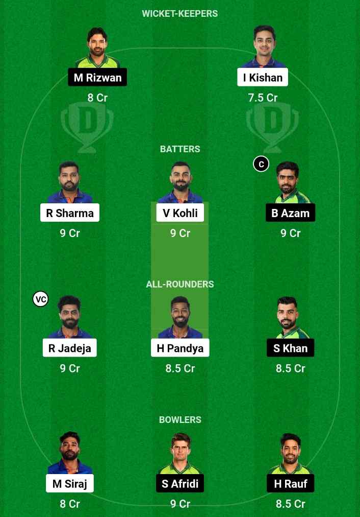 IND Vs PAK Dream 11 Team