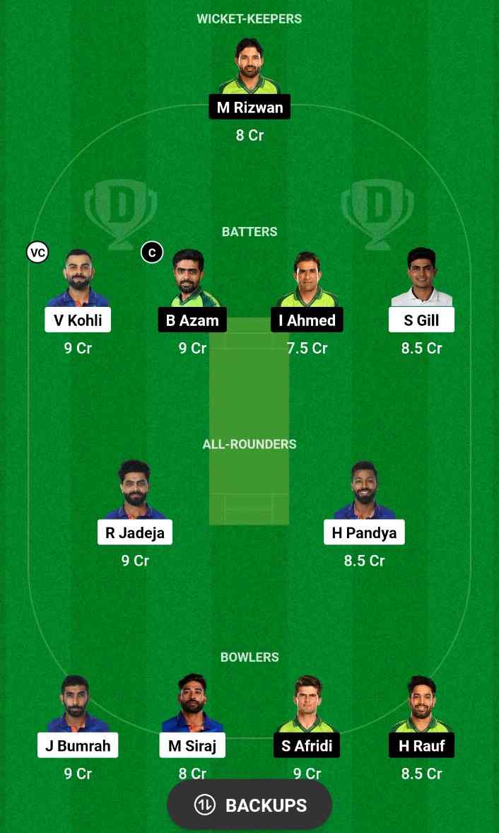 IND Vs PAK Dream 11 Team