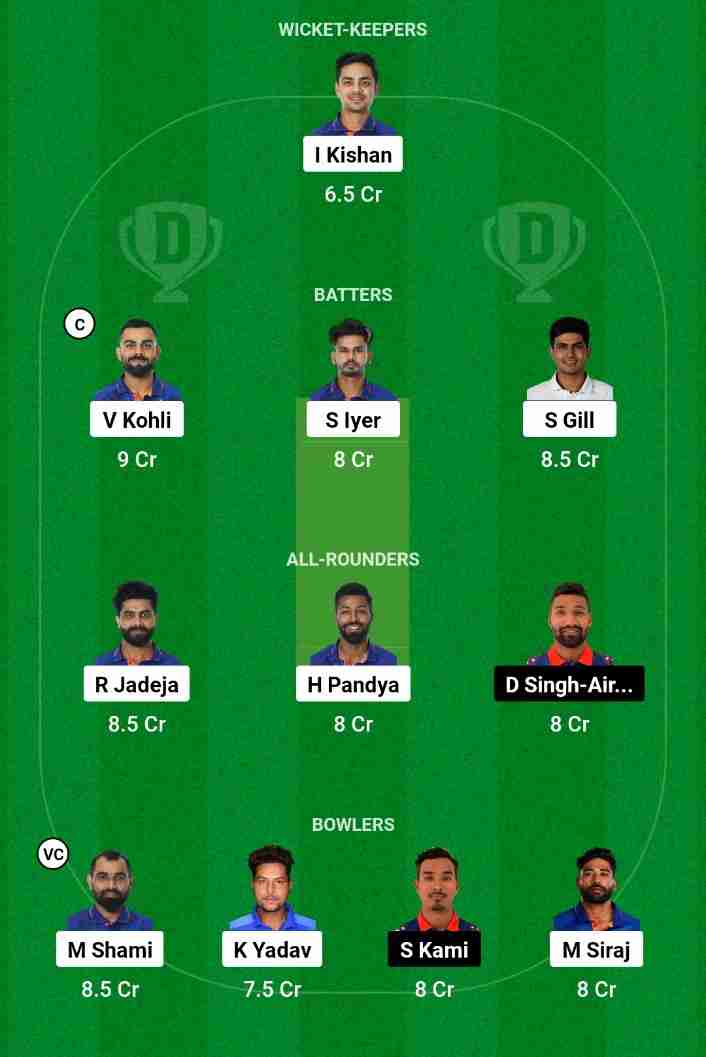 Today's Match Dream 11 Team India Vs Nepal